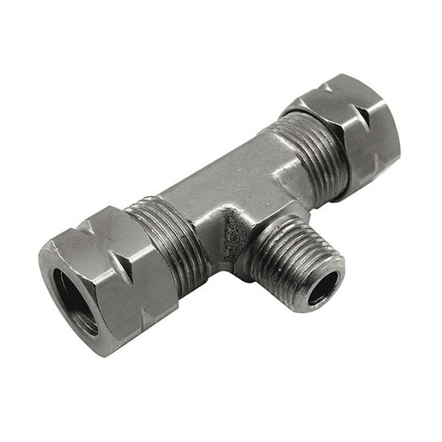 Nitrous Express Adapter Fitting; Pipe Fitting; Compression To Male Branch T; 3/8 Compression x 1/8 Male NPT Branch T