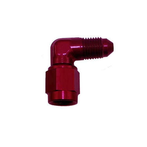 Nitrous Express Fitting, Adapter, 3AN Male x 90 -3 Female Swivel, Red
