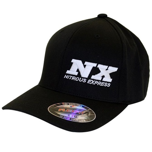 Nitrous Express Hat, Flag, Black Flexfit, S/M, White Stiching, Each
