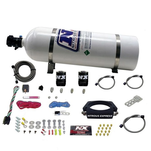Nitrous Express Nitrous Plate System, Chevrolet, LS, 90mm, 50-400Hp, 4-Bolt, 15Lb Bottle