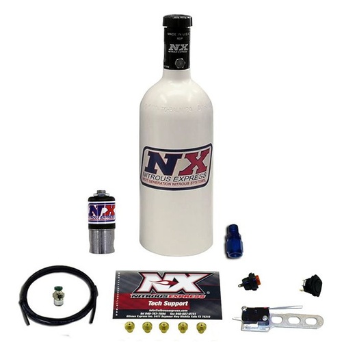 Nitrous Express Oxide System, Incognito, Dry, 10-25 hp, 1 lb. Bottle, White, Carburetor, Kit