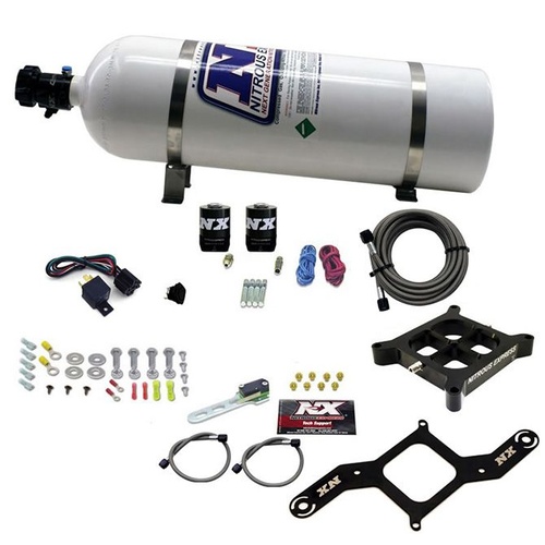 Nitrous Express 4150 Single Entry Billet Crossbar System, (50-300Hp) W/ 15Lb Bottle 