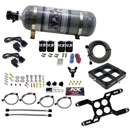 Nitrous Express Dominator Dual Stage, Billet Crossbar, 50-300 & 100-500Hp, W/ Composite Bottle