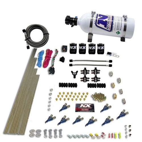 Nitrous Express 8 Cyl, Piranha, Wet, Square Bore, Direct Port, 4-Barrel, 200-500Hp, 5Lb Bottle, Efi Jets, 