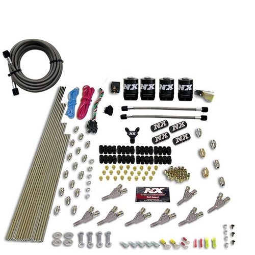 Nitrous Express Nitrous System, STD Nozzle, Gas w/ Dist. Block & 4 Solenoids, 200-500Hp, Less Bottle