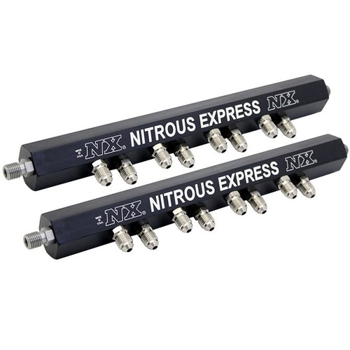Nitrous Express Fuel Rail, Single Hole Injection Rail Upgrade, Incl. Fitting, 2 Double Hole Rails, Pipe Plugs