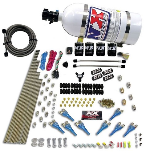 Nitrous Express 8 Cyl, Shark Direct Port, 4 Solenoids, 200-600Hp Jetting, 10Lb Bottle