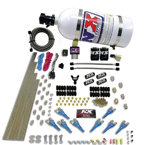 Nitrous Express Pro-Shk/Gas, 2 Fuel, 1 Supershark Solenoid, 200-600Hp, 10Lb Bottle