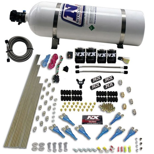 Nitrous Express 8 Cyl, Shark Direct Port, 4 Solenoids, 15Lb Bottle, 200-600Hp Jetting