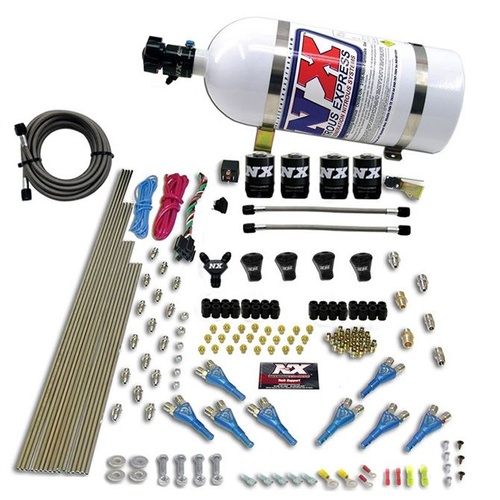 Nitrous Express Pro-Shk/Gas (200,300,400,500,600Hp) 4 Solenoids w/ 10LB Bottle, Kit