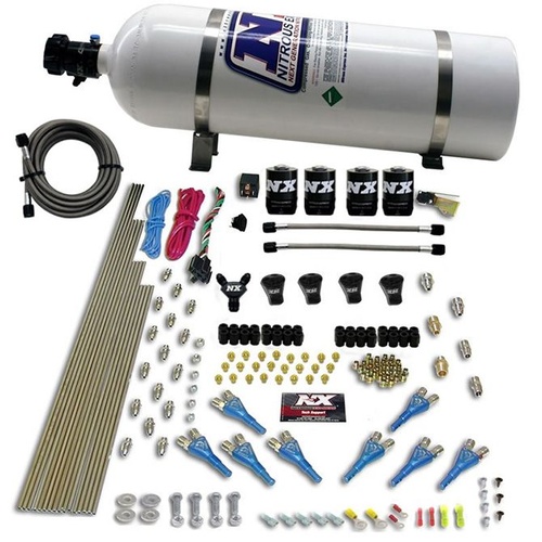 Nitrous Express Pro-Shk/Gas (200,300,400,500,600Hp) 4 Solenoids w/ 15LB Bottle, Kit