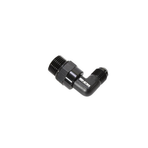 Nitrous Express Fuel Fitting -8AN ORB to -6AN ORB 90 Degree Swivel Fitting (Black)