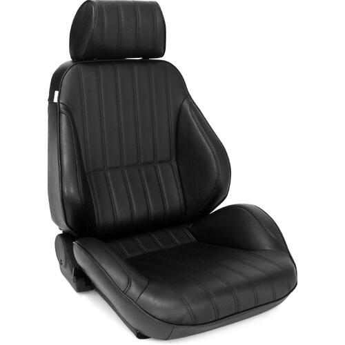 Procar Seat, Rally XL Recliner, Driver Side, Vinyl/Velour, Black/Gray, Lever Recline, Each