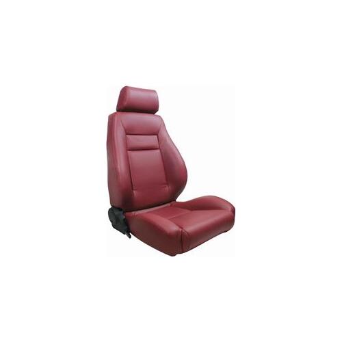 Procar Seat, Elite Series 1100, Driver Side, Lever Recline Style, Maroon Vinyl Seat Covering, Each