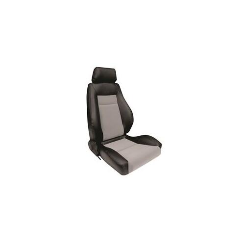 Procar Seat, Elite Series 1100, Reclining, Driver Side, Vinyl/Velour, Black/Gray, Each