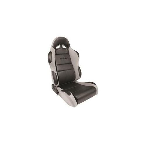 Procar Seat, Sportsman Series 1605, Lever Reclining, Driver Side, Black Vinyl Inside, Gray Velour Wings and Bolsters, Each