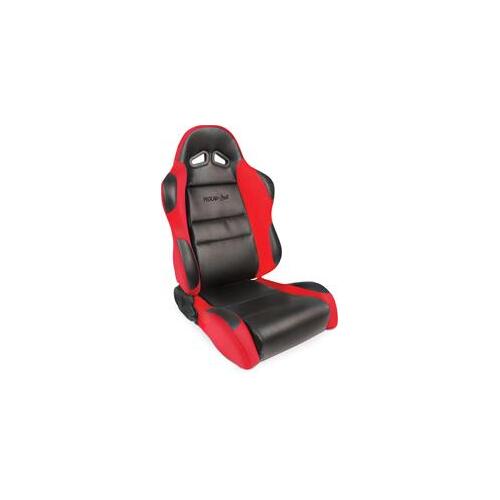 Procar Seat, Sportsman Series 1605, Lever Reclining, Driver Side, Black Vinyl Inside, Red Velour Wings and Bolsters, Each