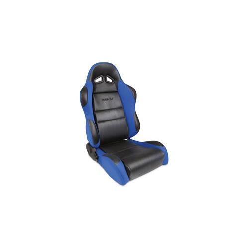 Procar Seat, Sportsman Series 1605, Lever Reclining, Driver Side, Black Vinyl Inside, Blue Velour Wings and Bolsters, Each