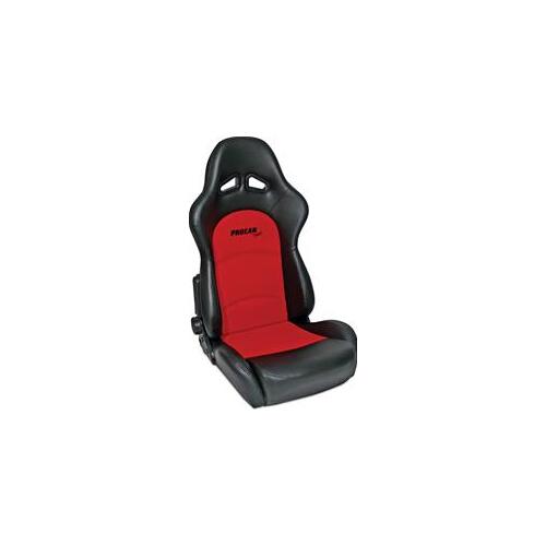 Procar Seat, Sportsman Pro Series, Recliner Series 1615, Vinyl/Velour, Black/Red, Lever/Dial Recline Style, Each