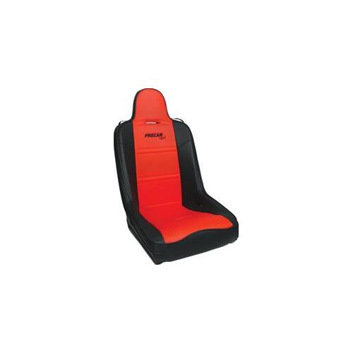 Procar Seat, Terrain Series 1620, Fixed Back, Vinyl, Black/Red, Each
