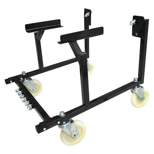 Proflow Engine Dolly Cradle, Heavy Duty, Black Powder coat, SB Ford with Heavy Duty 5 '' Nylon White Wheels, Kit