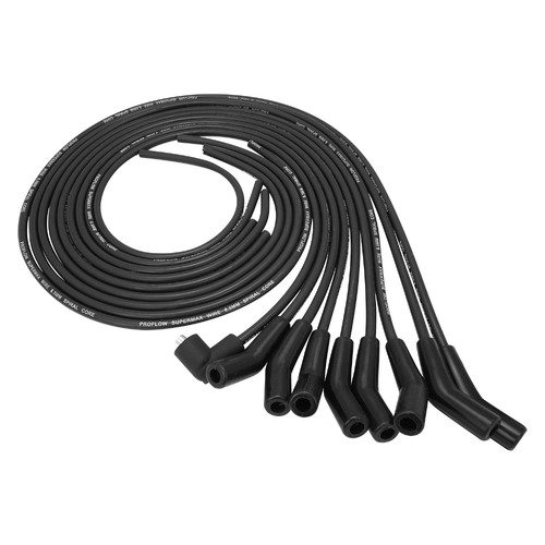 Proflow SuperMax Wire, Ignition Lead Kit, 8.5mm Spiral Core, Black, 135 Deg Plug, Hei & Socket Cap, Universal, V8 with Separator Set