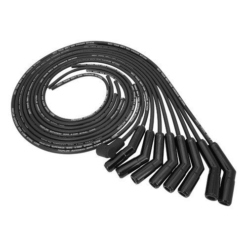 Proflow SuperMax Wire, Ignition Lead Kit, 8.5mm Spiral Core, Black, Ceramic 135 Deg Plug, Hei & Socket Cap, Universal, V8 with Separator Set