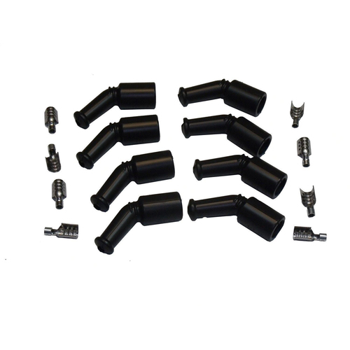 Proflow LS Ignition Coil Boot and Terminal Kit, Black 135deg, Chev For Holden, LS, Set Of 8