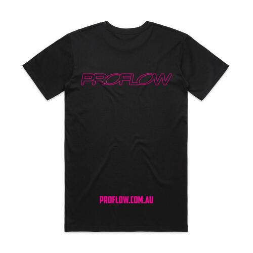 Proflow Pink Logo T-Shirt, Cotton, Black, Men's