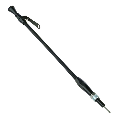 Proflow Engine Dipstick, Braided Stainless Steel Black, Billet Handle, For Ford 351W, Screw in,  into Aftermarket Oil Pans