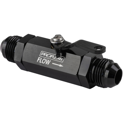 Proflow Valve, Shut-Off, Aluminium, Black, -8 AN Male Threads, Each