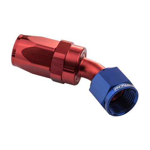 Proflow 45 Degree Hose End -04AN Hose to Female, Blue/Red