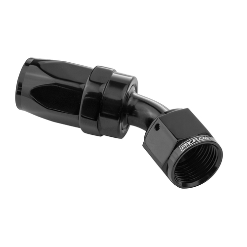 Proflow 45 Degree Hose End -08AN Hose to Female, Black