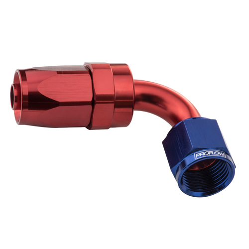 Proflow 90 Degree Hose End -06AN Hose to Female, Blue/Red