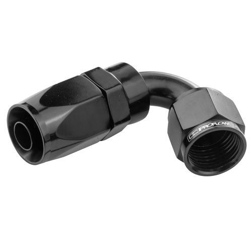 Proflow 120 Degree Hose End -08AN Hose to Female, Black