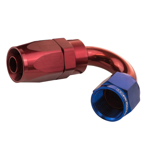 Proflow 150 Degree Hose End -10AN Hose to Female, Blue/Red