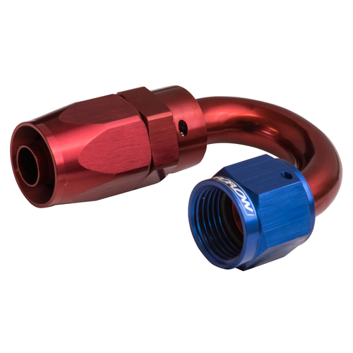 Proflow 180 Degree Hose End -06AN Hose to Female, Blue/Red
