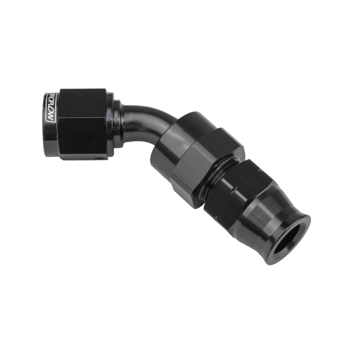 Proflow 5/8in. Tube 45 Degree To Female -10AN Hose End Tube Adaptor, Black
