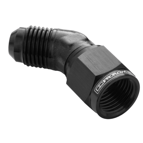 Proflow 45 Degree Male Adaptor - Female Adaptor Swivel Coupler Hose End -04AN, Black