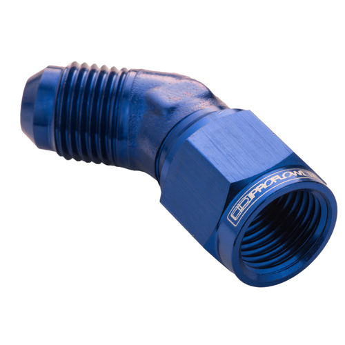 Proflow 45 Degree Male Adaptor - Female Adaptor Swivel Coupler Hose End -06AN, Blue