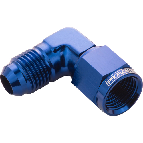 Proflow 90 Degree Male Adaptor - Female Adaptor Swivel Coupler Hose End -06AN, Blue