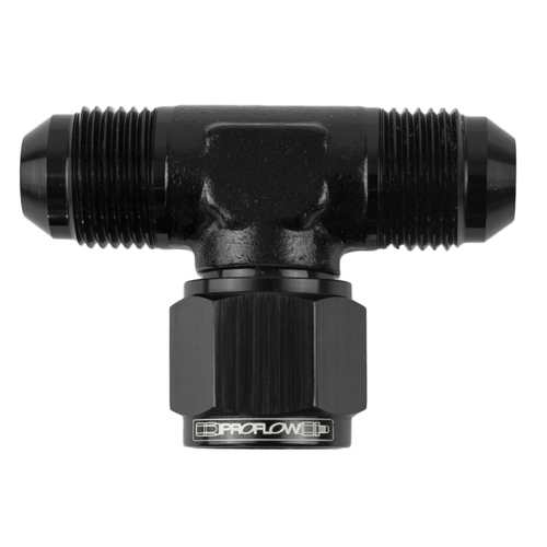 Proflow AN Tee -12AN Female Swivel Coupler Hose End On Side, Black