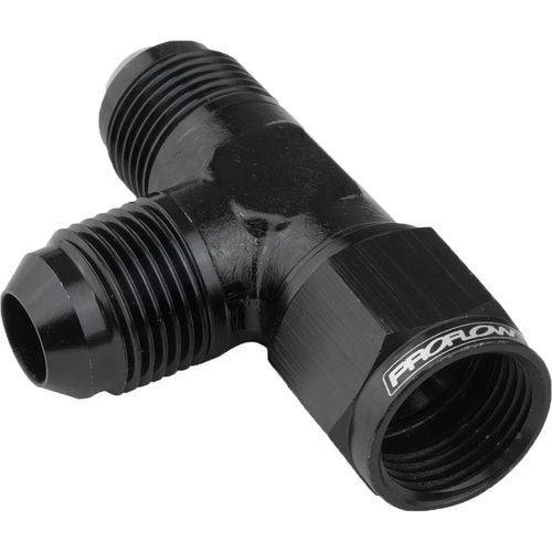 Proflow AN Tee -03AN Female Swivel Coupler Hose End On Run, Black