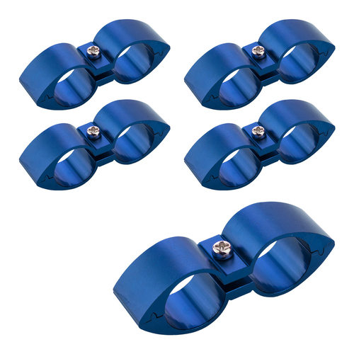 Proflow Twin Hose Clamp Separators, 5 pack, 03AN, Blue, 6.5mm Hole