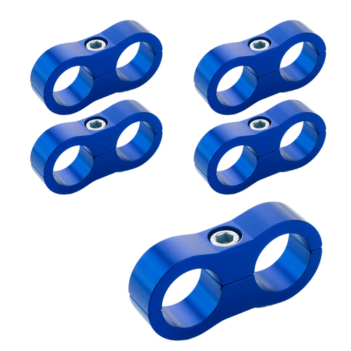 Proflow Aluminium Hose & Tubing Clamp Separators, 5 pack, Clamp 6.5mm ID Hole, Blue