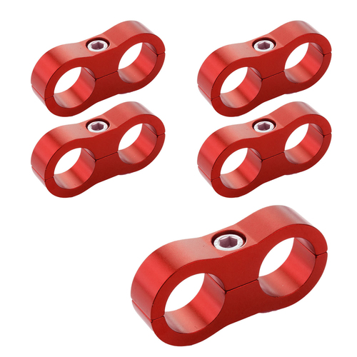 Proflow Aluminium Hose & Tubing Clamp Separators, 5 pack, Clamp 10mm ID Hole, Red