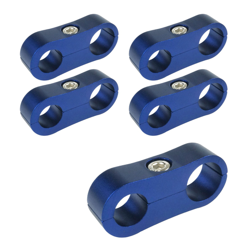 Proflow Billet Aluminium Hose & Tubing Clamp Separators, 5 pack,, Clamps, 13mm -19mm, Blue