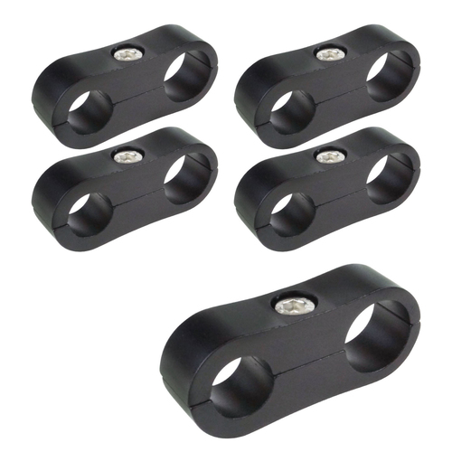 Proflow Billet Aluminium Hose & Tubing Clamp Separators, 5 pack,, Clamps, 16mm -19mm, Black