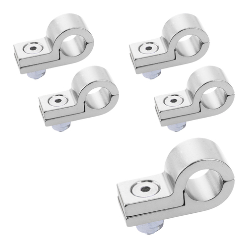 Proflow Billet 5 Piece Hose Mounting P-Clamp 5 Pack, 6.4mm ID Hole, Silver