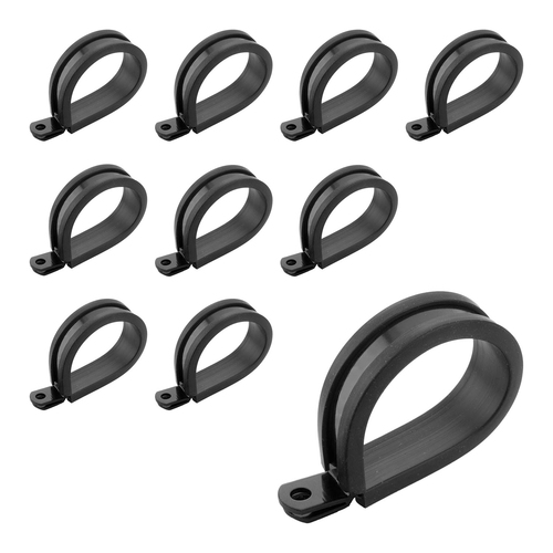 Proflow Cushioned Hose Mounting P-Clamp , 4.7mm, Black, 10 Pack
